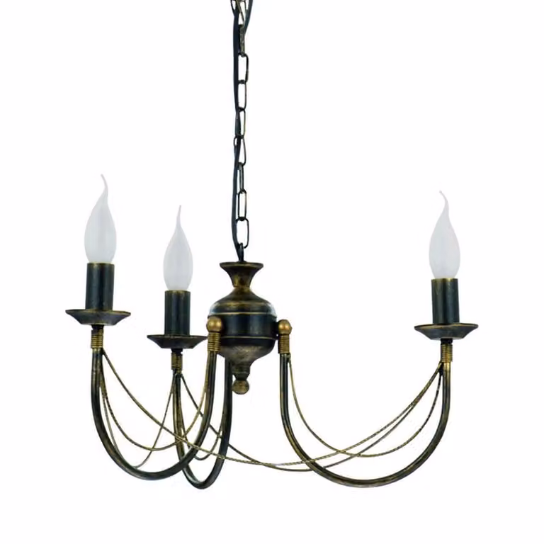 Lyora Ares 3-lichts kroonluchter in goud/messing met wit glas