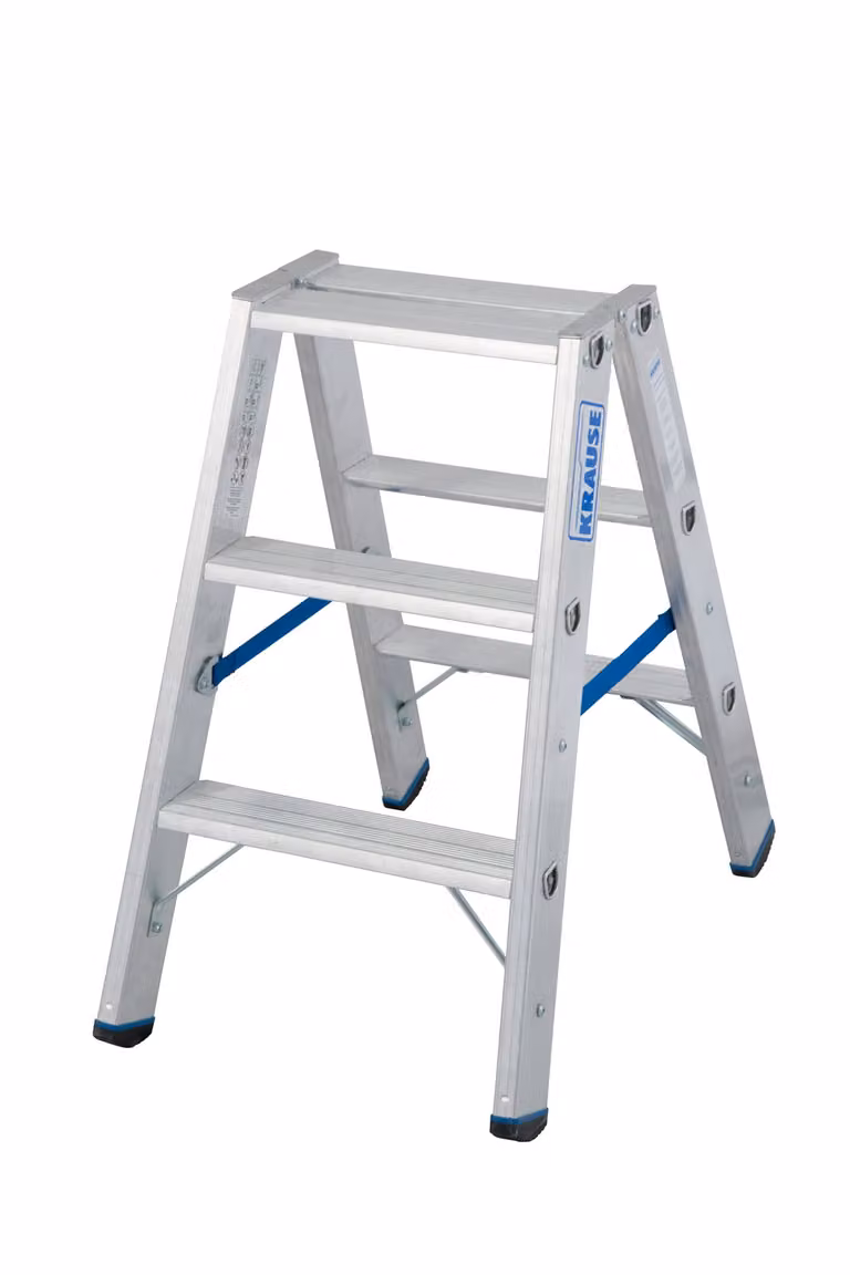Krause trap met dubbele leuning, aluminium, 2x3 treden, model 124715
