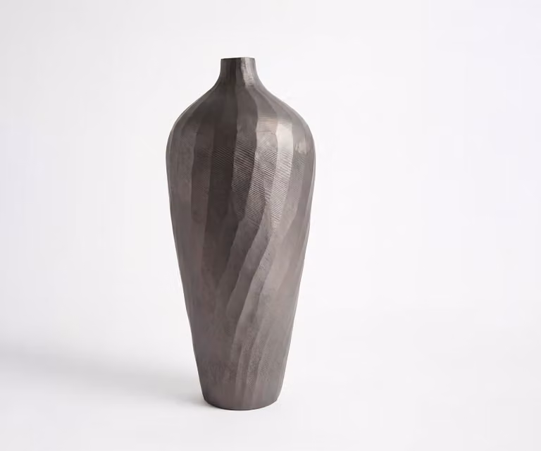 Delife Vaas Torvia Handgemaakt Aluminium Hämatit B: 17 cm, D: 17 cm, H: 41 cm