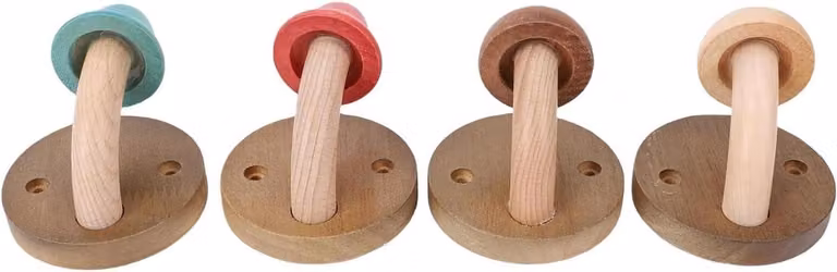 Decoratieve Houten Paddestoel Kapstokken voor in de hal, slaapkamer of keuken - Handgesneden Massief Hout - Houtkleur - B/D/H: 7 x 7 x 6,5 cm