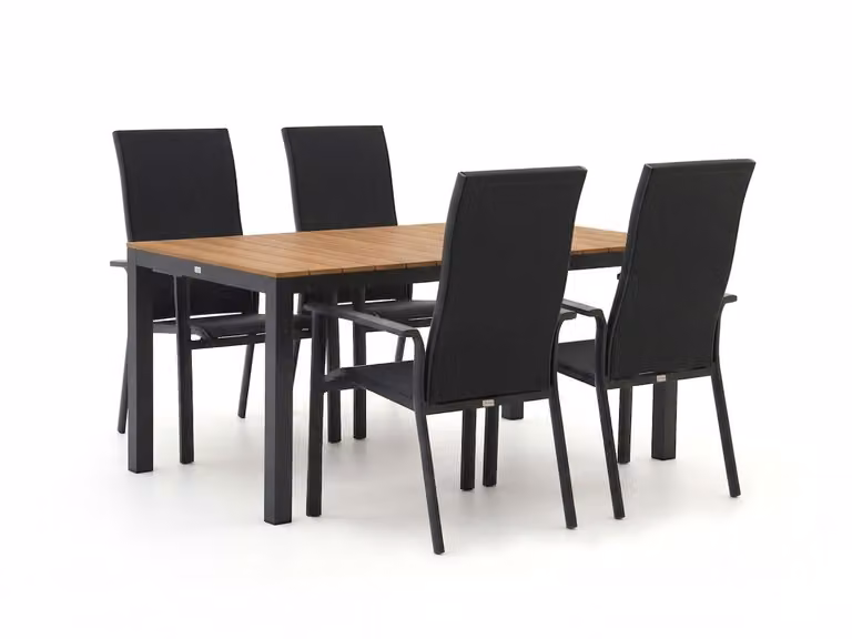Bellagio Diningset voor 4 personen, Bruin, Aluminium en Polywood met houtlook