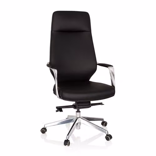 hjh OFFICE 600983 Elegante directiestoel Velvet kunstleer zwart met hoge rugleuning, B/D/H: 133 x 63 x 65 cm