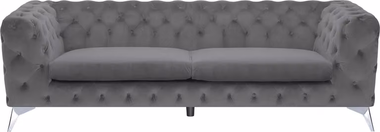 SOTRA Chesterfield bank in grijs fluweel