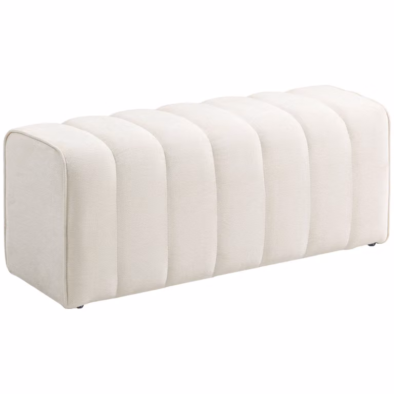 HOMCOM Moderne slaapkamerbank in linnenlook, crèmewit, B/D/H: 110 x 40 x 44 cm
