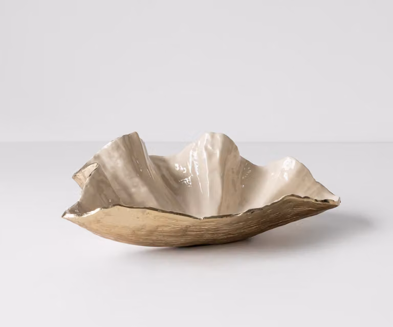 DELIFE Schaal Aurelia Handgemaakt Aluminium Champagner Ivory B: 46 cm, D: 31 cm, H: 15 cm