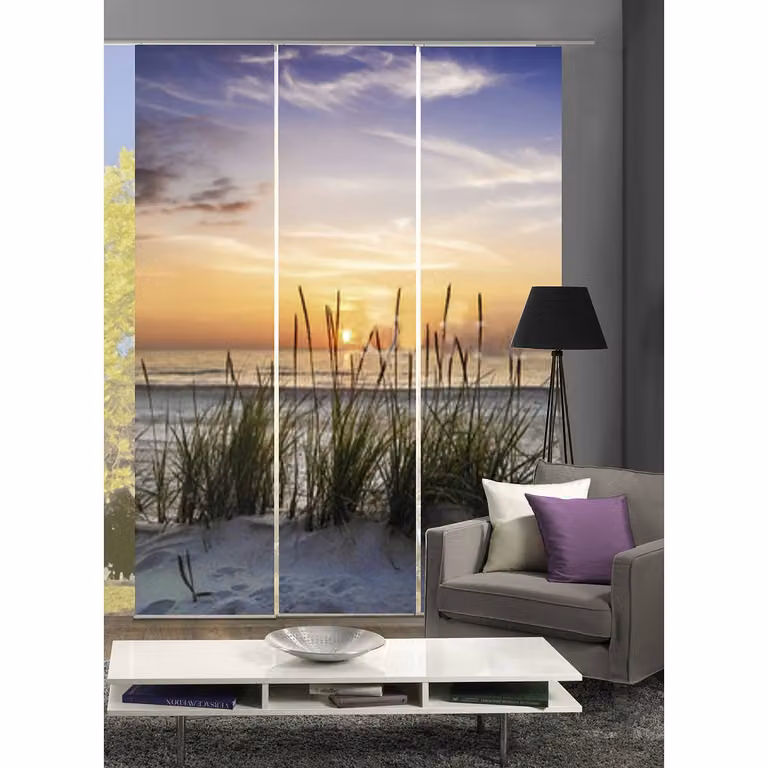 home24 Evening 3-delige set schuifgordijnen, multicolor, B: 180 cm, H: 245 cm