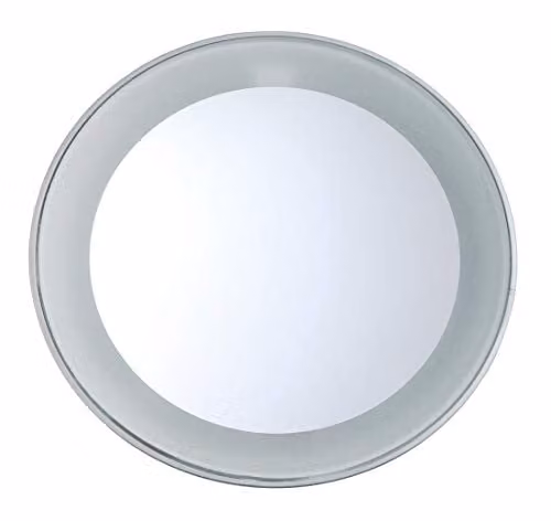 Tweezerman Make-up spiegel met LED-licht en zuignappen, 15x vergroting, Diameter: 9 cm, Zilver