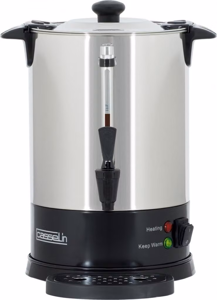 Casselin CPC48 elektrische koffieperkolator, 6,8 liter, 950 watt, zwart, roestvrij staal