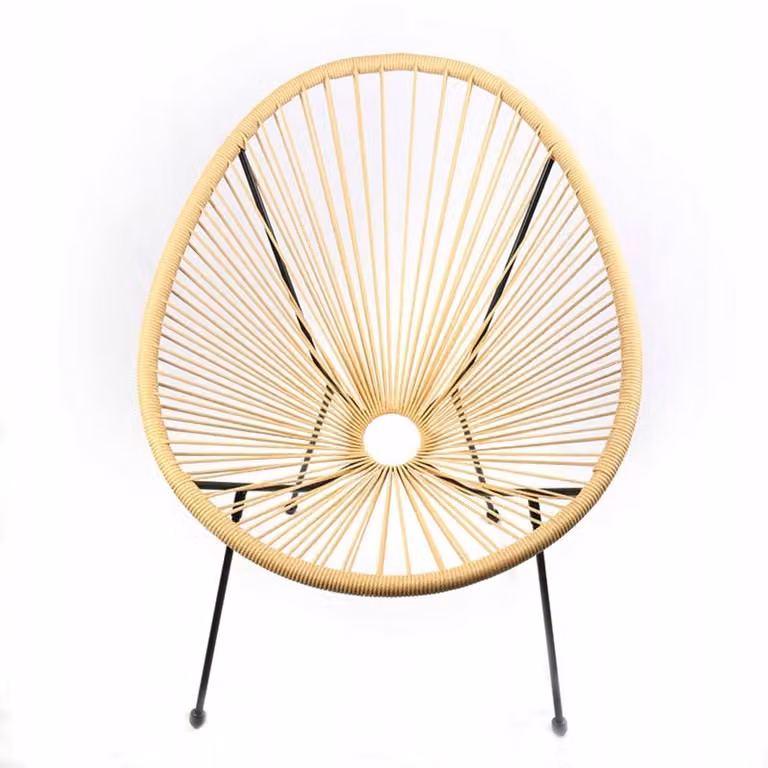 Furnitex Acapulco Fauteuil - Naturel - Geel stalen onderstel - Kunststof rotan zitting