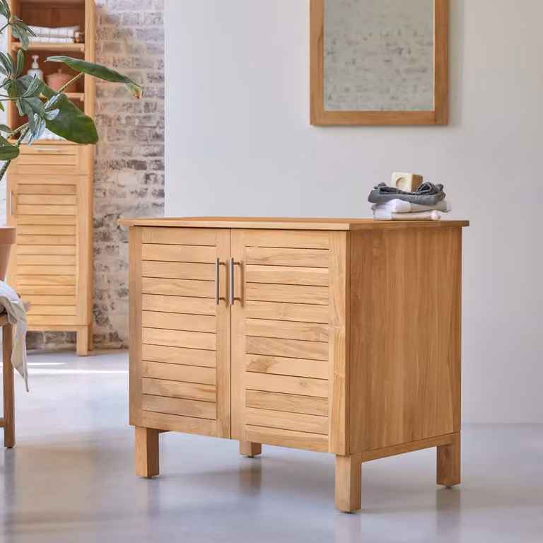 Tikamoon Soho Opbergmeubel in Massief Teak - Bruin - B: 85 cm, D: 55 cm, H: 75 cm