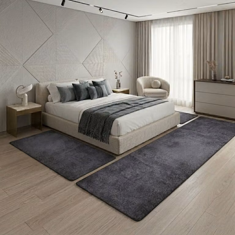 FLOORDIREKT Slaapkamer vloerkleed Sundae Set - Antraciet - 1 Loper 67 x 330 cm en 2 Lopers 67 x 130 cm