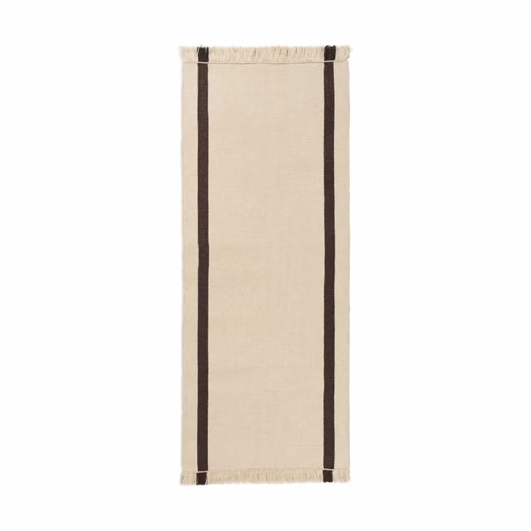 Ferm Living Calm Kilim gangloper, Off-white en Coffee, B: 80 cm, L: 200 cm