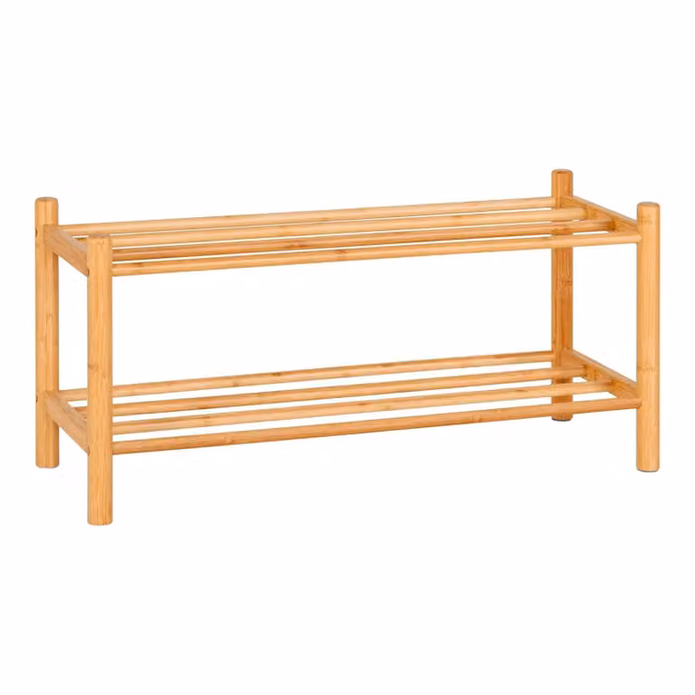 QUVIO Schoenenrek met 2 planken van bamboe in naturel
