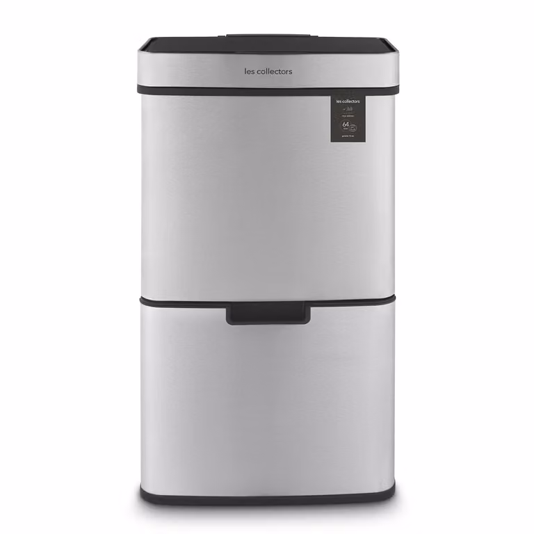 Les Collectors N°1010 Afvalbak met Sensor, 64 liter, Geborsteld Roestvrij Staal