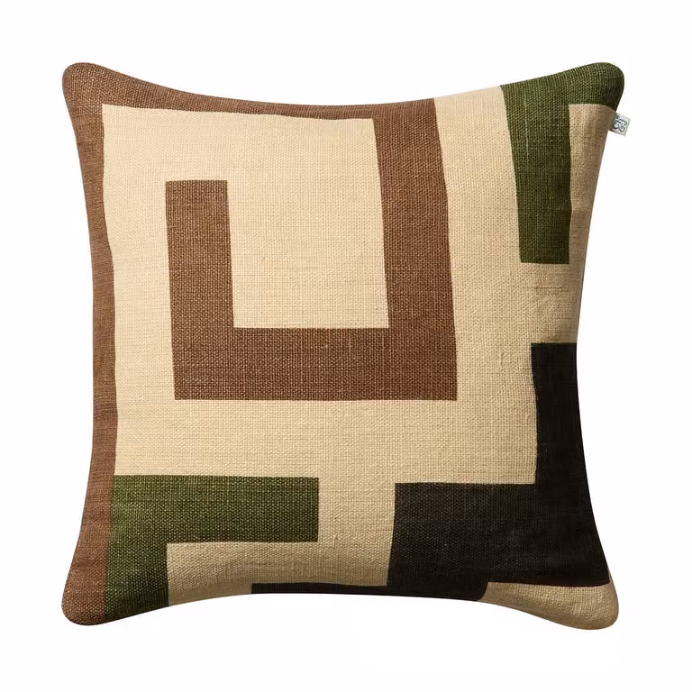 Chhatwal & Jonsson Aman kussenhoes Taupe-cactus green-brown 50 x 50 cm