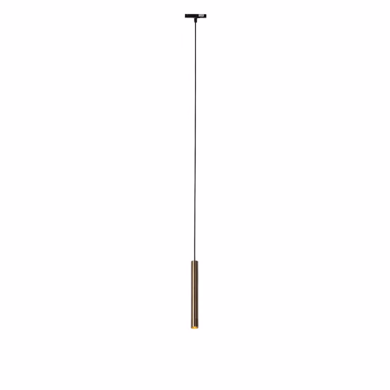 Qazqa Slimline moderne hanglamp voor railsysteem in brons met cilindervormige metalen kap