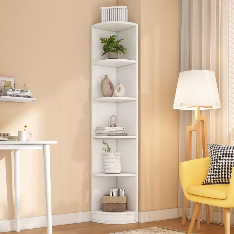 NK Space Hoekboekenrek in wit MDF