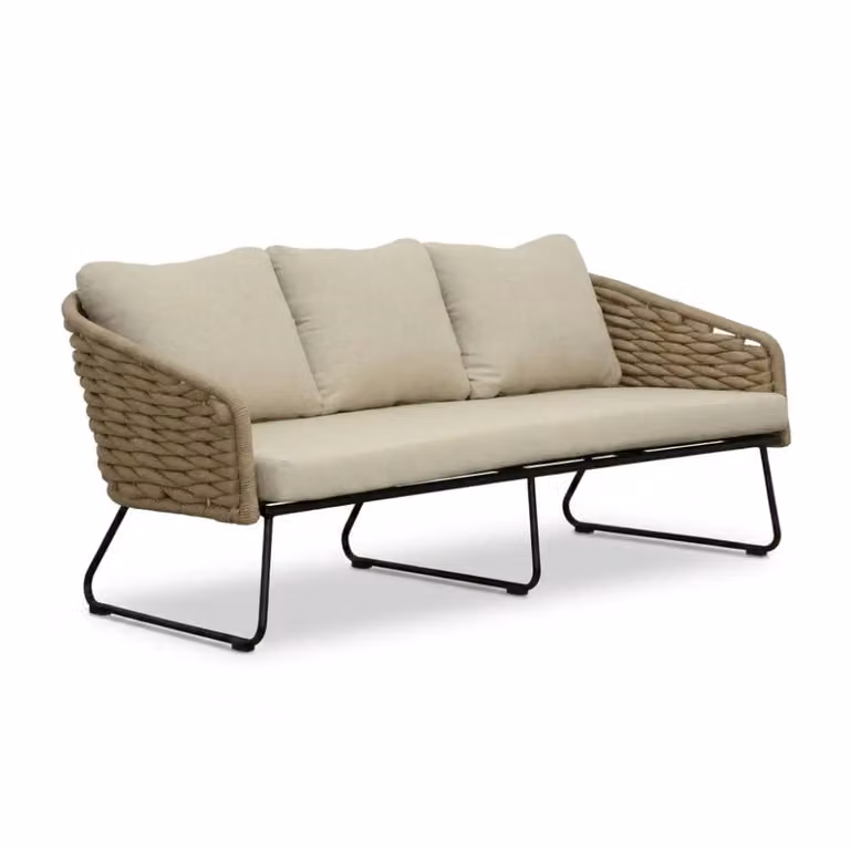 Flora 3-zits tuinbank | Touw en aluminium | Sahara Dust | Breedte: 162 cm