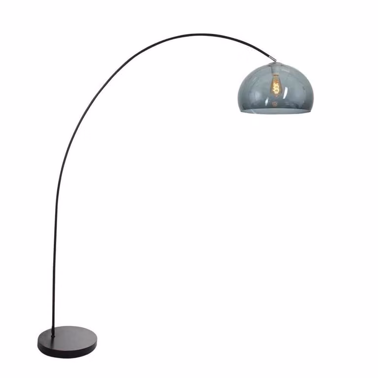 Steinhauer Solva Booglamp met smoke glas in wit, zwart en grijs, Hoogte: 185 cm
