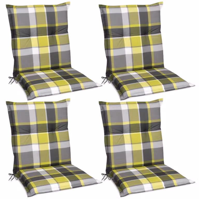 Beautissu set van 4 zittingkussens Sunny GR groen geruit voor lage stoelen, Breedte: 100 cm, Diepte: 50 cm