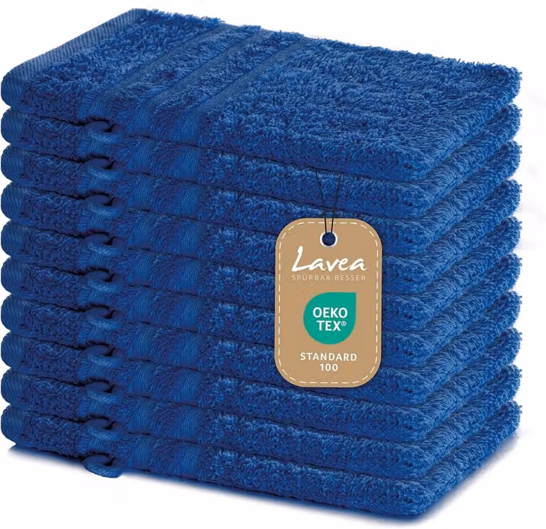 Set van 10 washandjes van 100% katoen frottier, 15 x 21 cm
