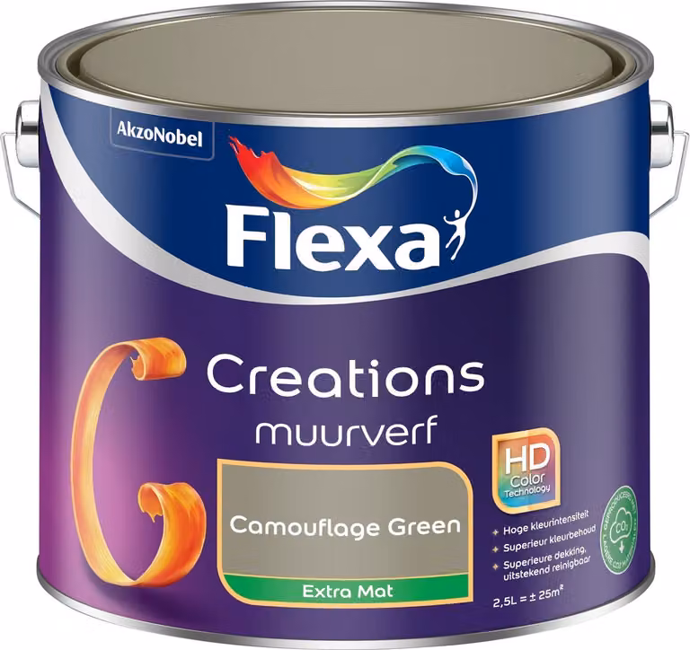Flexa Creations Muurverf Extra Mat - Camouflage Green - 2,5 L
