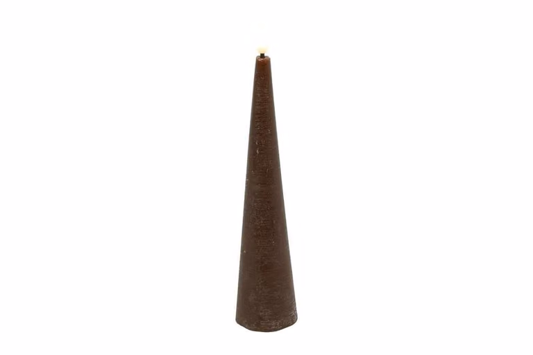 Countryfield Led kaars Lyon kegel bruin D: 5 cm, H: 22 cm