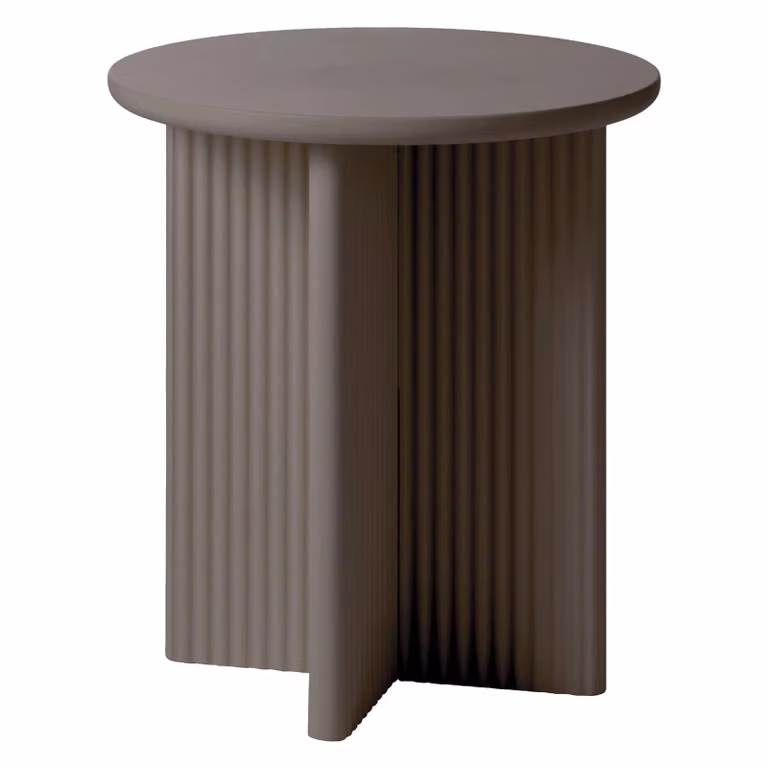 Nest of Nora Ronde houten bijzettafel Lona met ribstructuur - Taupe - Ø50 x 55 cm