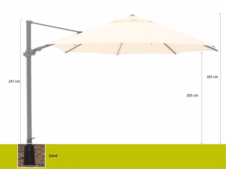 Parasol Shadowline Austin Cantilever - Rond - Beige - 350 cm - Inclusief hoes