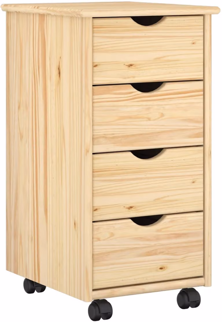 vidaXL Rollende kast van massief vurenhout - Bruin - B: 34 cm, D: 39 cm, H: 65,5 cm