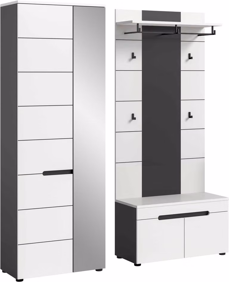 Canu kledingkastcombinatie wit en basaltgrijs B/D/H: 160 x 37 x 190 cm