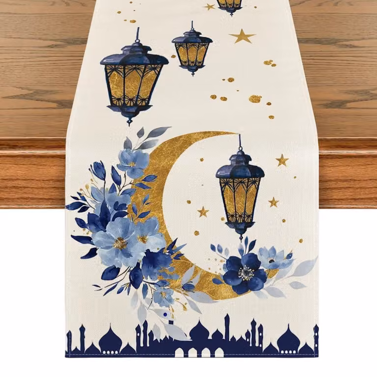 Dripio Tafelrunner Ramadan met sterren en bloemen, 40 x 140 cm