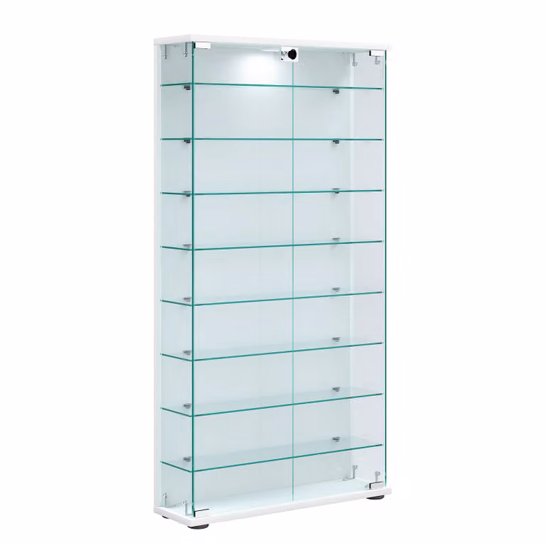 VCM Vitrinekast Stelas L Wit met Glazen Deuren en Interne Verlichting B/D/H: 59 x 25 x 114 cm