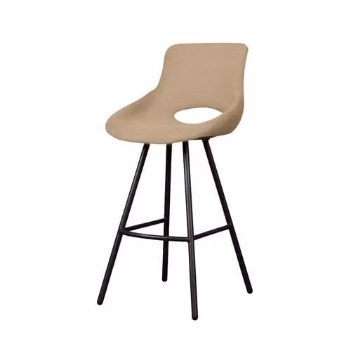 Tower Living Barstoel Campo Teddy - Beige/Bruin - Boucle Stoffen - Industrieel Design