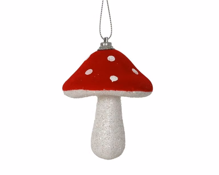 Kaemingk kersthanger vliegenzwam rood wit 4 stuks 8 cm