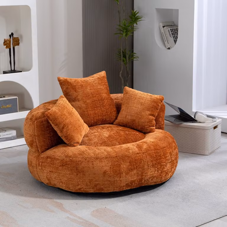 STILVORA Zitzak - Comfortabele Lazy Sofa - Single Gaming Stoel - Chenille - Oranje