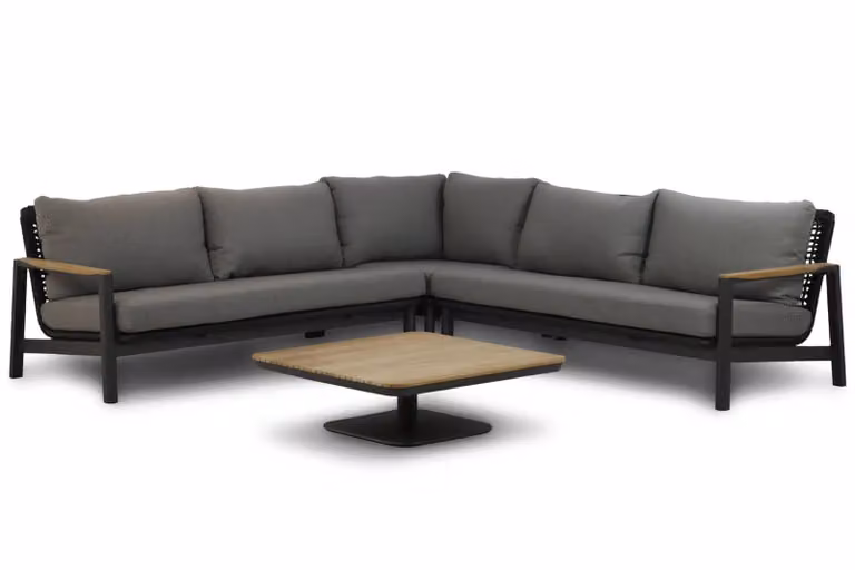 Coco Ralph 4-delige moderne hoek loungeset met aluminium en teak in grijs