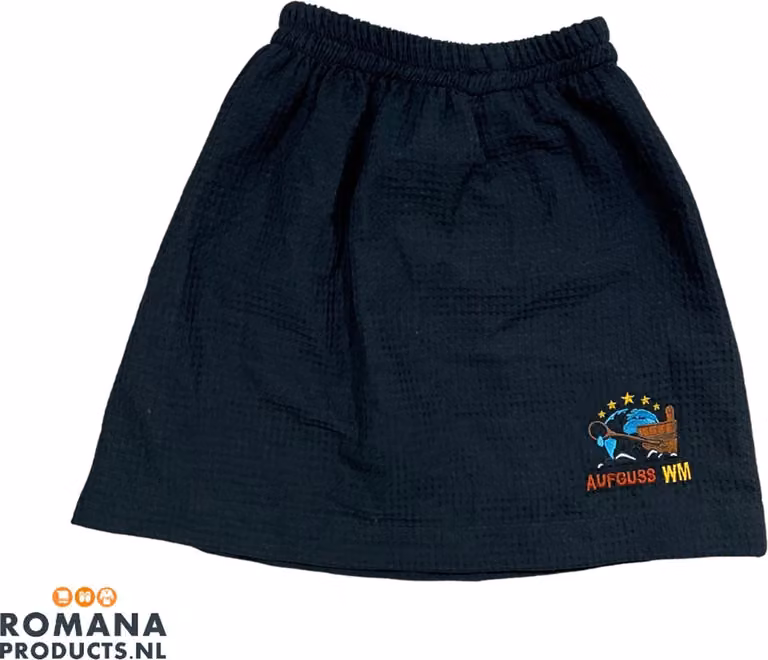 Aufguss Unisex WM Sauna Skirt Korte Rok voor Sauna Zwart Maat S/M
