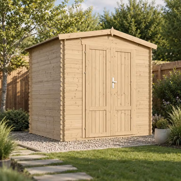 TIMBELA M369F1 Houten Tuinhuis 4,33 m², Tuinschuur voor gereedschap en fietsen, 19 mm wanddikte, zonder vloer, paneeldeuren van massief hout