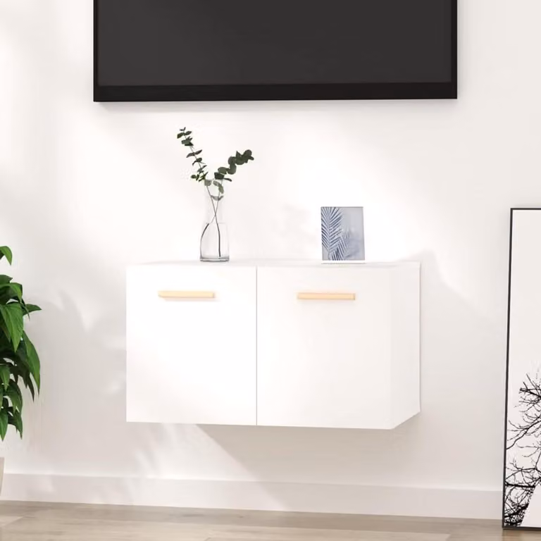 Witte wandkast voor keuken of badkamer van gemanipuleerd hout, B: 60 cm, H: 365 cm, D: 35 cm