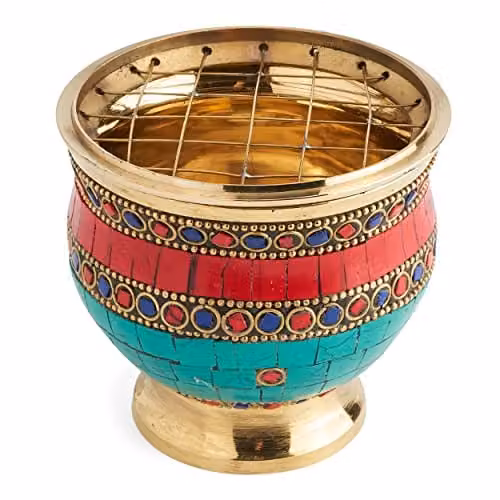NKlaus Wierookbrander Messing met Steentjes, Diameter: 7,5 cm