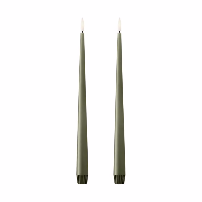 Ester & Erik LED Taper Kaarsen 2-pack Green Soil, 30 cm