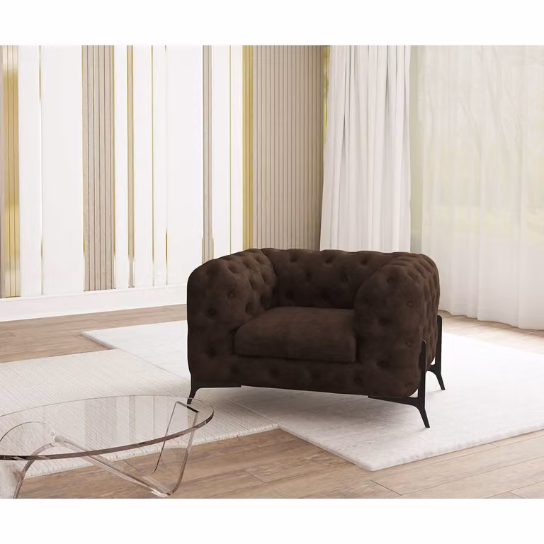 home24 Priya Fauteuil bruin microvezel B: 125 cm, D: 73 cm, H: 100 cm