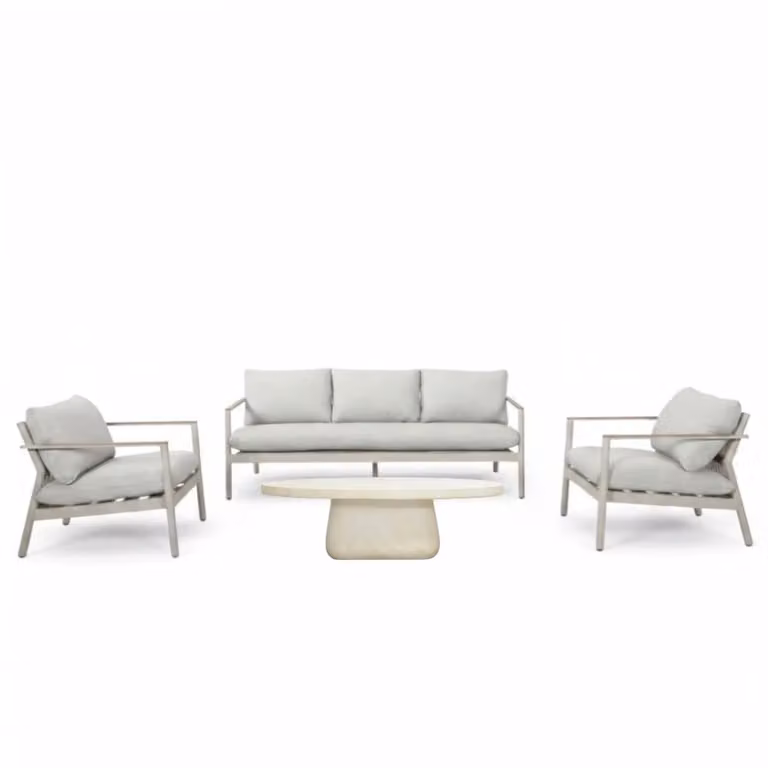 Florence/Luna 4-delige loungeset voor 5 personen met aluminium en touw in beige