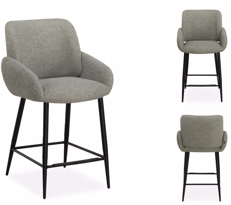WoonMax Barstoel Dani Sneak Sky - Moderne Tub Barstoel met Metalen Frame - Zwart/Grijs