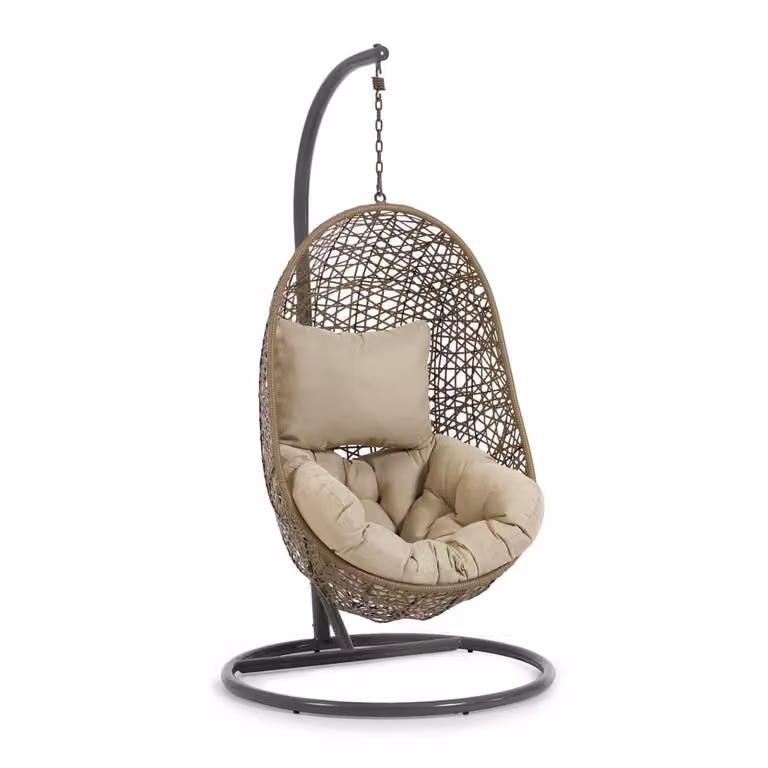 Kave Home Hangstoel Florina met standaard - Bruin