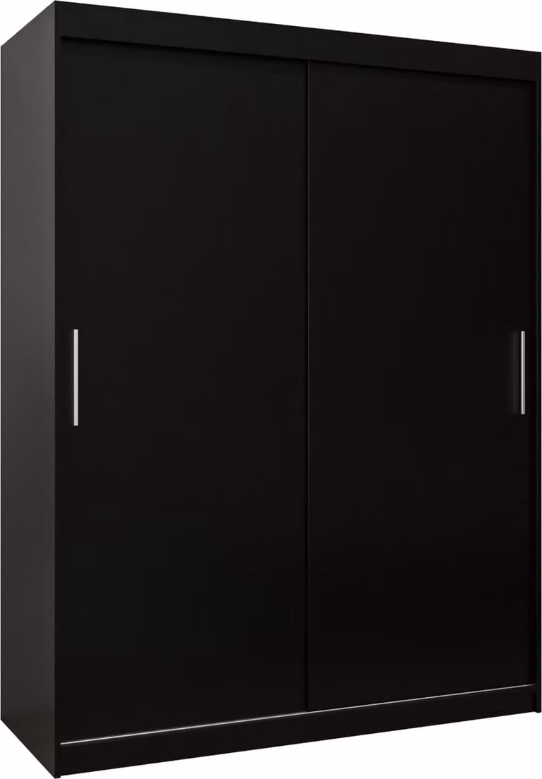 InspireMe TORM 150 Kledingkast met 2 schuifdeuren en 2 lades - Zwart Mat - B/D/H: 150 x 62 x 200 cm
