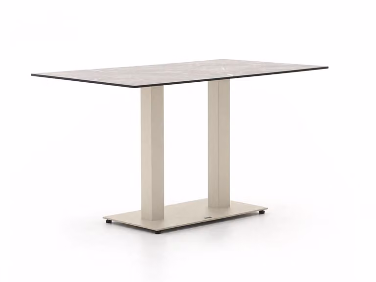 Rechthoekige Forza tuineettafel van kunststof en gepoedercoat aluminium in grijs of beige