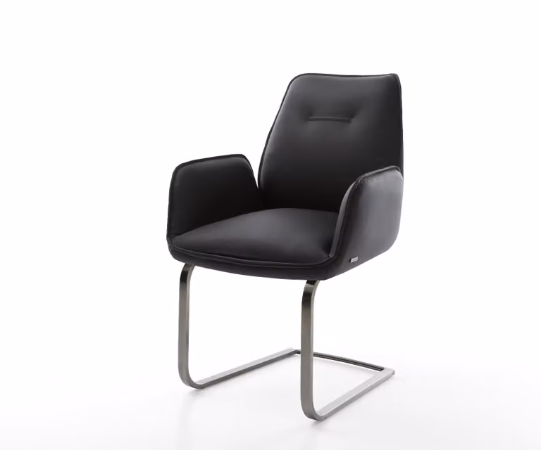 DELIFE Zoa-Flex Sledemodel Stoel met Echt Leer in Zwart en Grijs