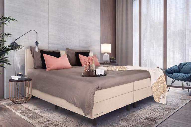 Boxspring Isabella Beddenleeuw Beige B/D/H: 90 x 200 cm
